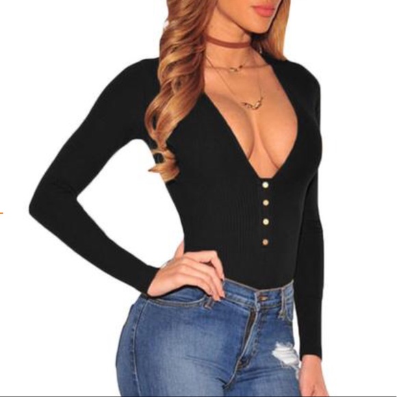 49 black ribbed full sleeve bodysuit - Picture 3 of 5